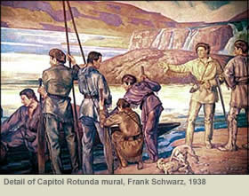 Detail of Capitol Rotunda mural, Frank Schwarz, 1938